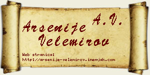 Arsenije Velemirov vizit kartica